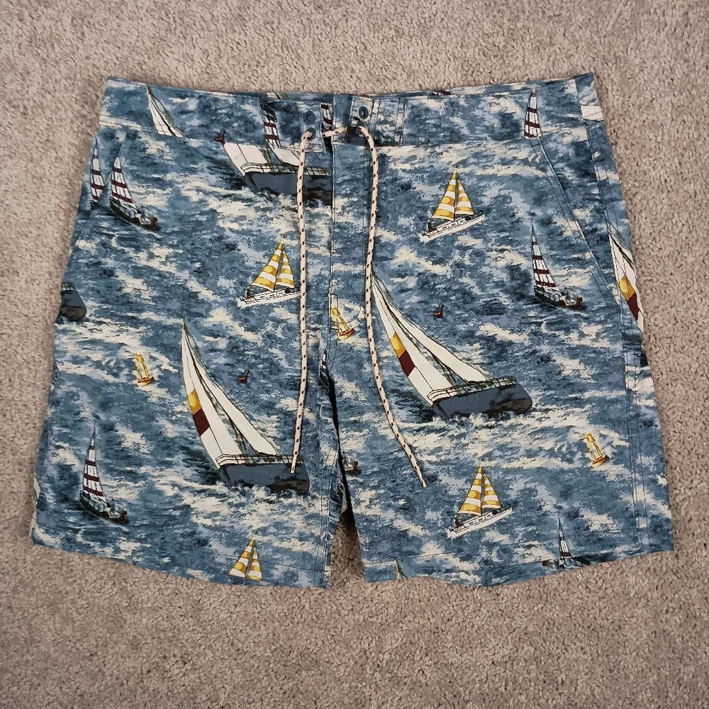 J.CREW Original‎ Swimwear Men's Board Shorts Sailboats Size 34